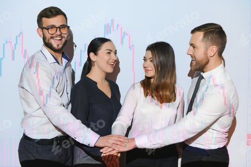 Preview: Group of business people working at modern office.