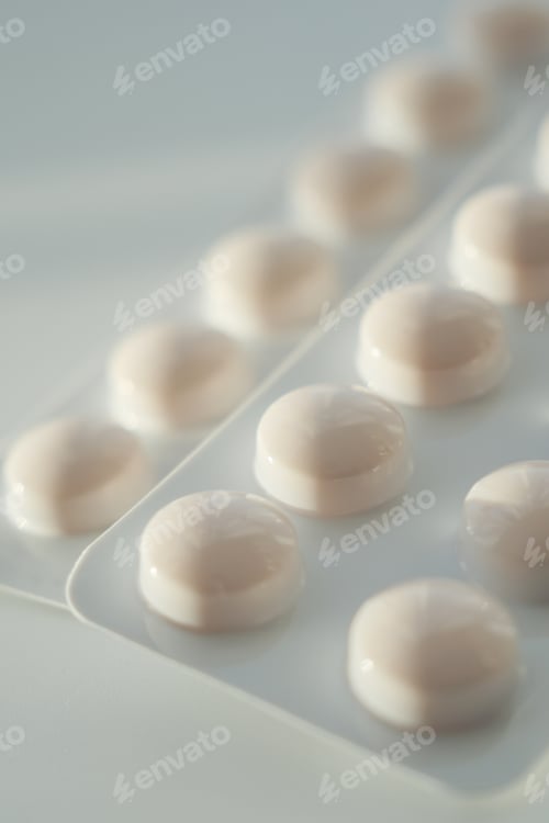 Preview: Close up of pills of blister pack on table