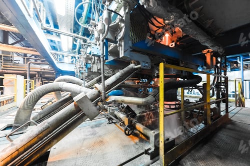 Preview: Fiberglass production industry equipment at manufacture background
