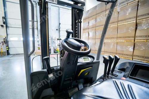 Preview: Forklift steering wheel in warehouse