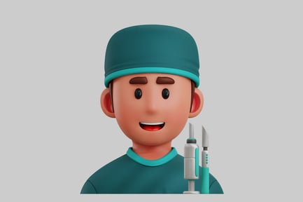 Preview: Cartoon surgeon with tools