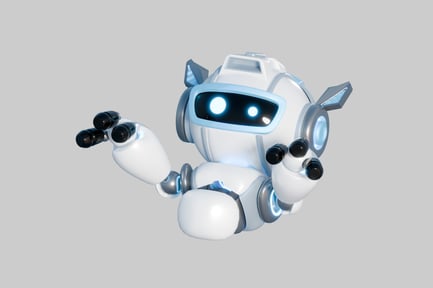 Preview: Robot with a rounded body and large blue eyes
