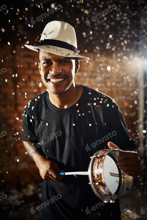 Preview: Playing to the groovy beat. Portrait of a young musical performer playing drums.