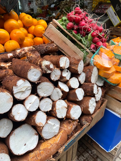 Preview: Cassava in a grocery store in Buenos Aires, Argentina