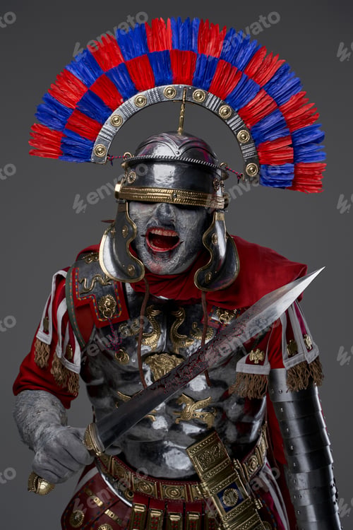 Preview: Angry dead roman soldier with helmet and sword