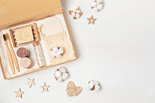 Preview: Self care package, seasonal gift box with plastic free organic cosmetics products