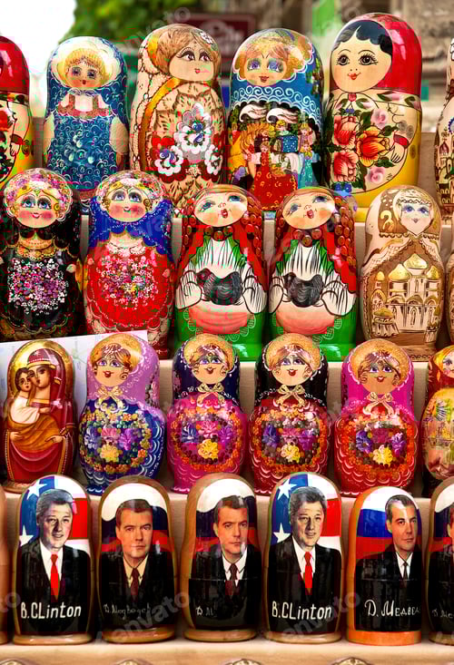 Preview: russian matrioshka dolls in baku azerbaijan market