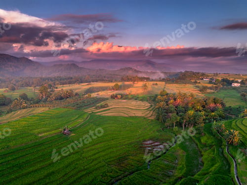 Preview: Beautiful morning view indonesia Panorama Landscape