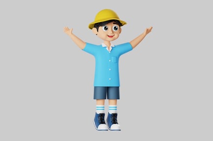 Preview: Cartoon boy with yellow hat
