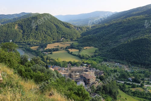 Preview: View of Boltana, a picturesque and small village in Huesca, Spain