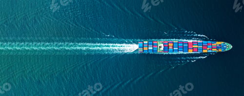 Preview: Cargo container Ship, cargo maritime ship with contrail in the ocean ship carrying container