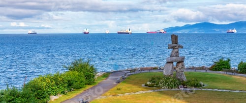 Preview: Inukshuk at English Bay, Downtown Vancouver, BC, Canada.
