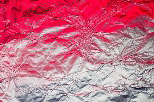 Preview: Red white metallic background made of neon lights foil. Trendy duotone texture