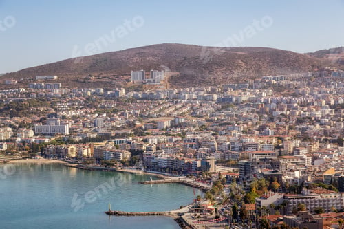 Preview: Homes and Buildings in a Touristic Town by the Aegean Sea. Kusadasi, Turkey
