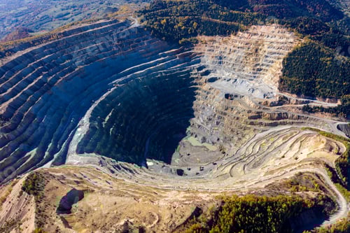 Preview: Aerial view of Rosia Poieni open pit copper mine, Romania