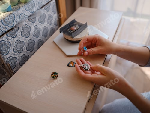 Preview: Jewelry designer workplace at home.
