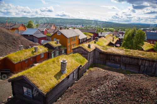 Preview: Traditional houses of copper mines town of Roros, Norway