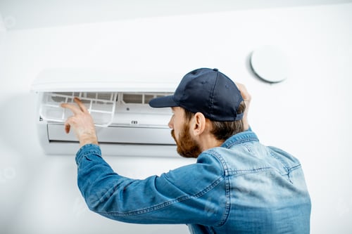Preview: Man serving the air conditioner