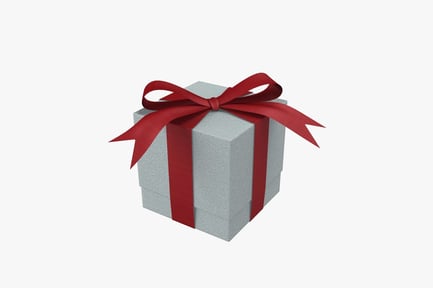 Preview: Silver gift box with red ribbon