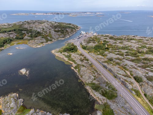 Preview: Drone photography of archipelago with a ferry location.