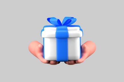 Preview: Gift Box with Blue Ribbon