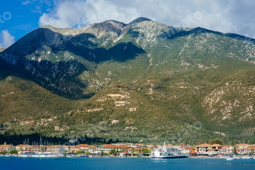 Preview: Island of Greece with port and boats