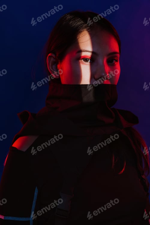 Preview: Woman expressing dark futuristic cyberpunk style