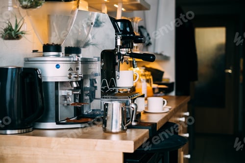 Coffee machine in the bar