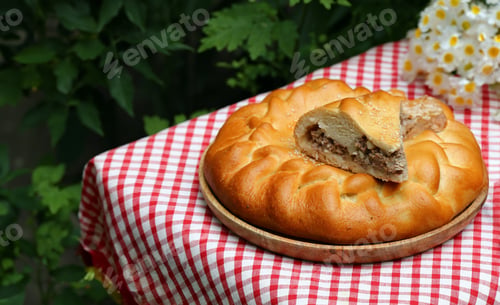Preview: homemade meat pie for lunch on the table