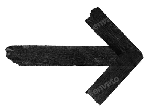 Preview: Grunge arrow made of black masking tape isolated on white background