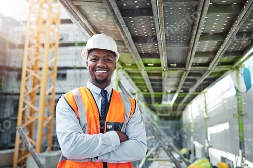 Preview: Portrait of a confident young man working at a construction site