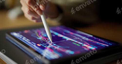Preview: Digital tablet computer showing stock market data