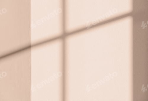 Preview: Brown Studio with shadow window frame, sunlight on concrete wall for Product display