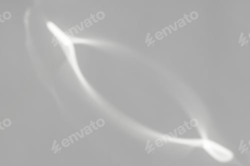 Preview: Caustic effect light refraction on white wall overlay photo mockup, blurred sun rays refracting