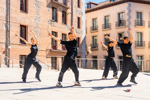 Preview: Young dancers performing street dance choreography outdoors