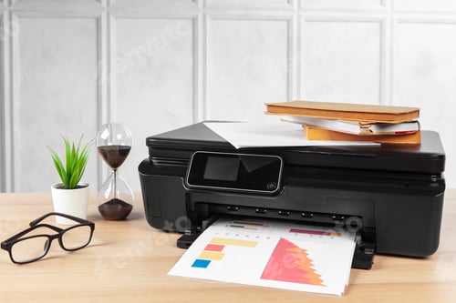 Preview: multi-function printer machine ready for printing, copy, scanning in office