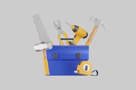 Preview: Tools in a blue toolbox.