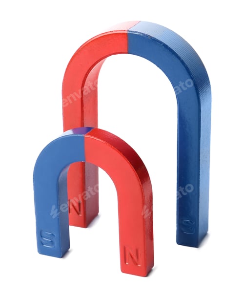 Preview: Red and blue horseshoe magnets isolated on white