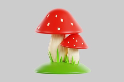 Preview: Red toadstool mushroom group
