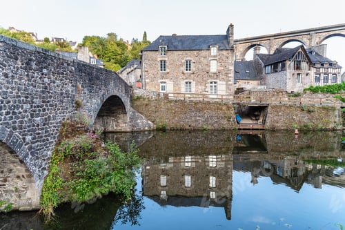 Preview: View of medieval bridge in Dinan over river Rance