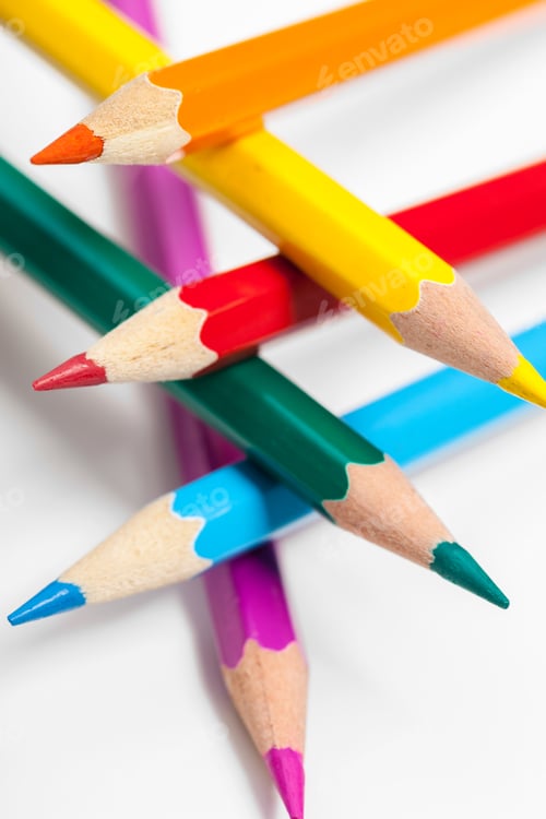Preview: Education or back to school Concept. Close up macro shot of color pencil