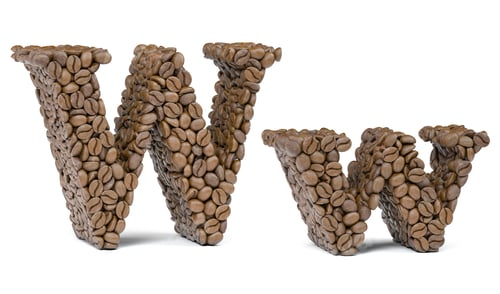 Preview: Letter W from coffee bean isoilated on white. Coffee alphabet font.
