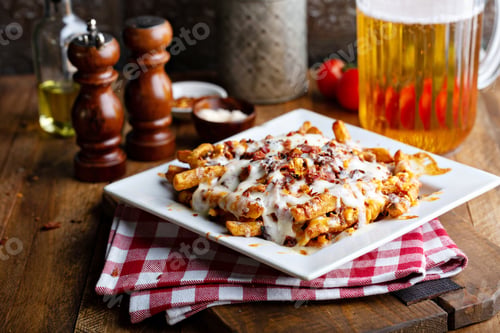 Preview: Cheese fries topped with bacon