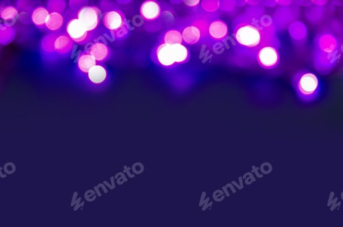 Preview: Purple bokeh effect with copy space. Abstract elegant background for Christmas.