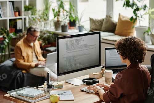 Preview: Selective focus on professional IT engineer or software developer