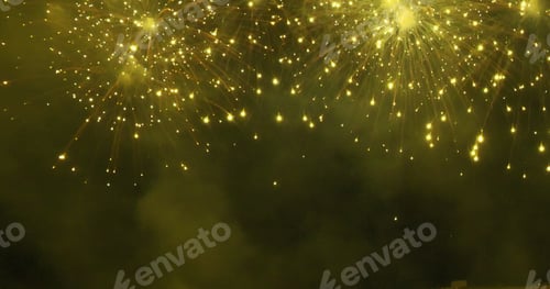 Visualização: Fogos de artifício comemoram aniversário, feliz ano novo de 2025, festival de férias de 4 de julho