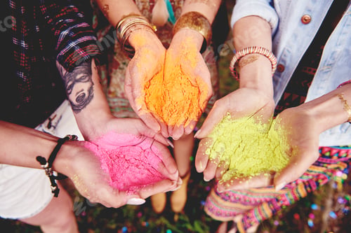 Preview: Holi colors in hand of women