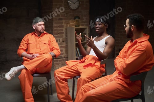 Preview: Group of Young Adult Men Discussing Emotions during Prison Therapy Session