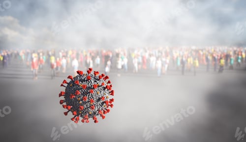 Preview: Crowd of people social distancing to prevent Coronavirus Covid-19 pandemic.