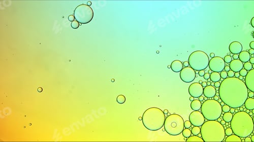 Preview: Abstract Colorful Food Oil Drops Bubbles and spheres Flowing on Water Surface